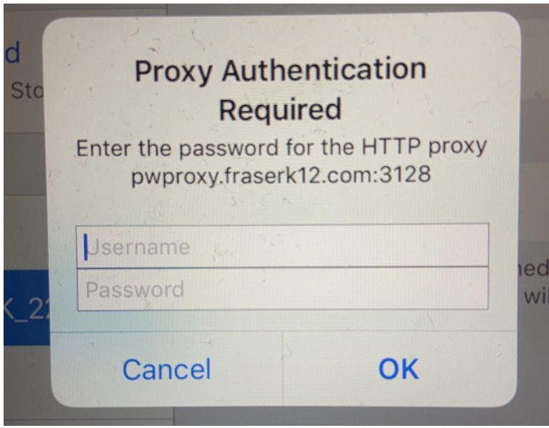 proxy settings screen 